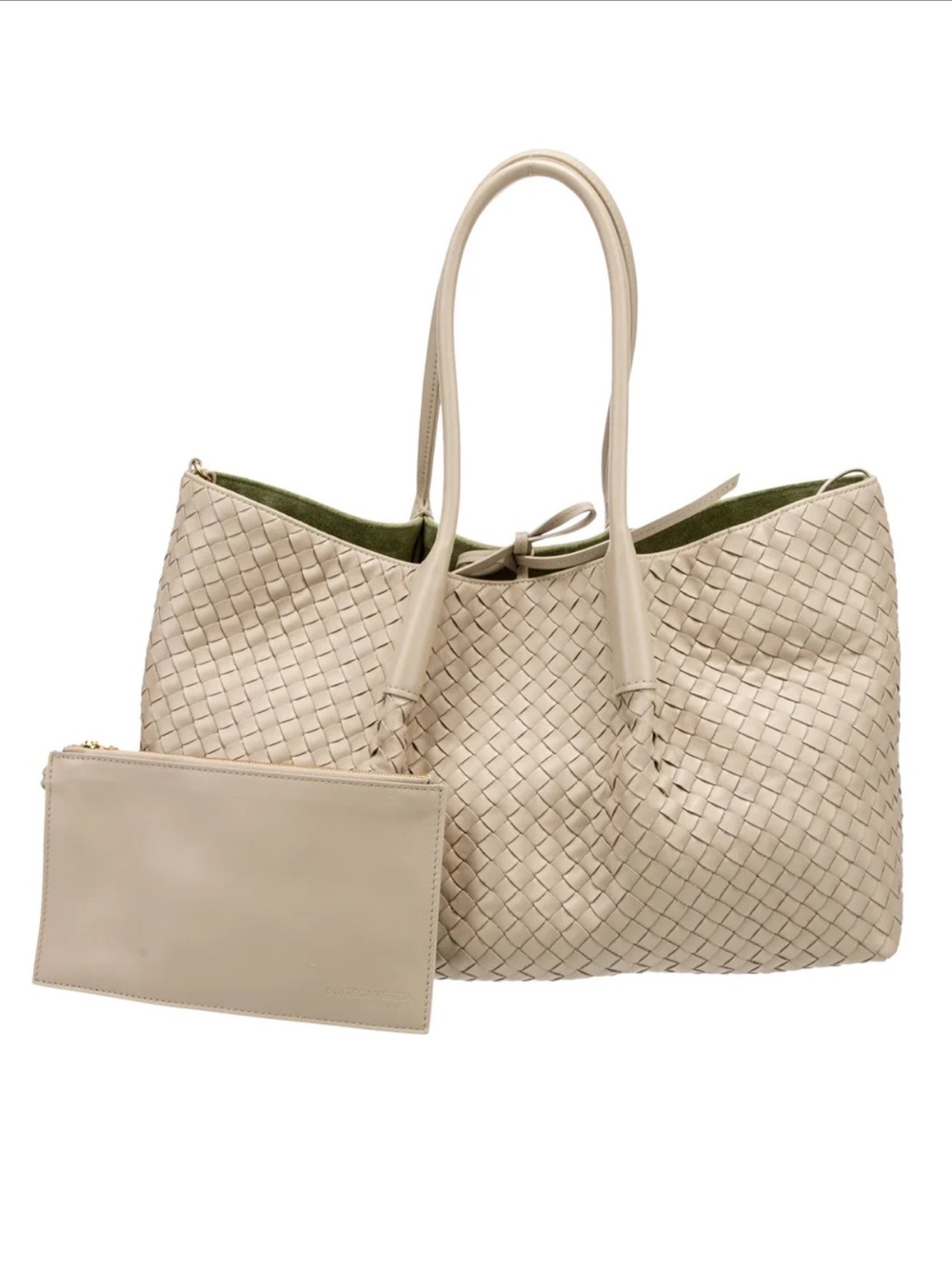 Bottega Veneta Large Pinacoteca Intrecciato Leather Handbag Ivory reversible